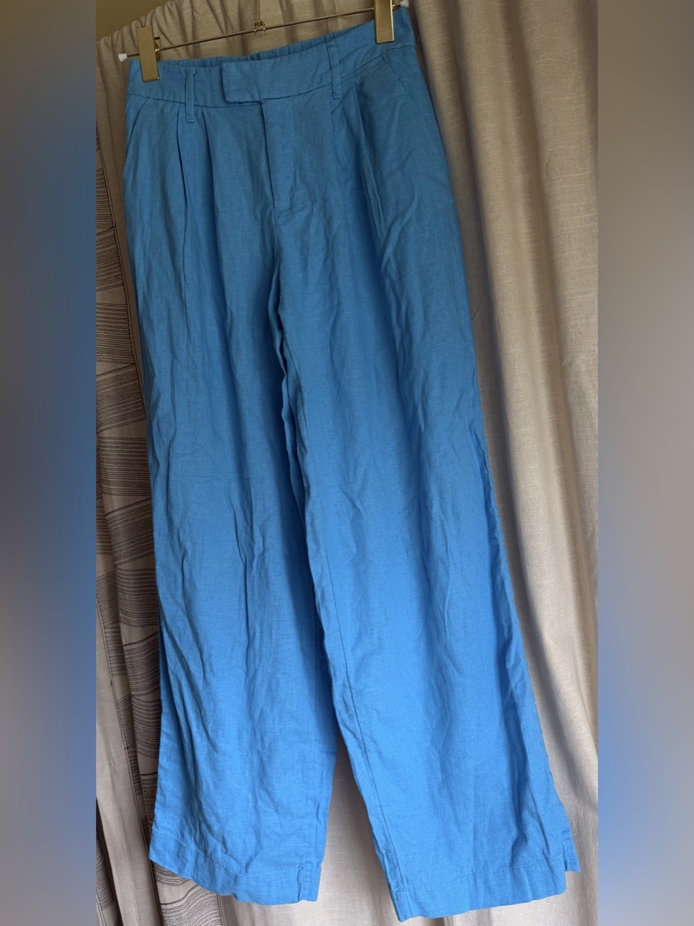 A New Day Women's Mid-Rise Wide Leg Linen Pull-On Pants Blue Size 2